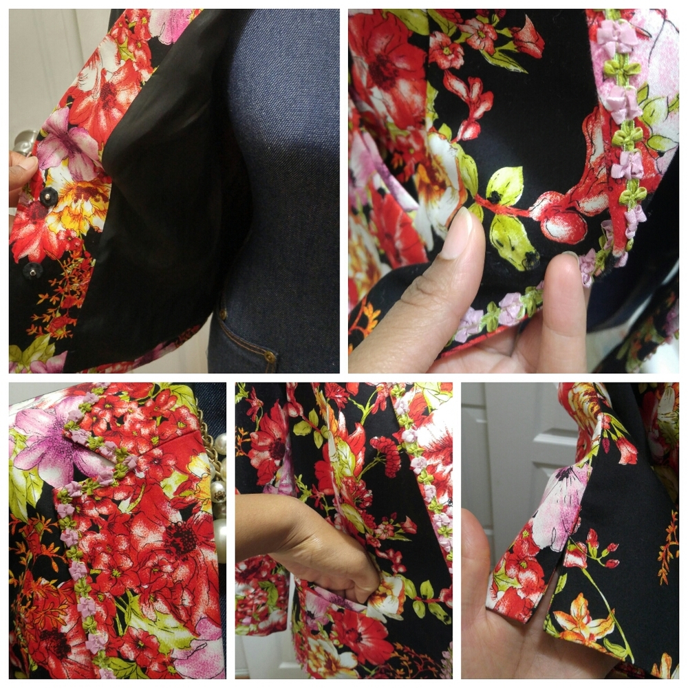 Grace Elements Multicolored Red Floral Blazer - image 4